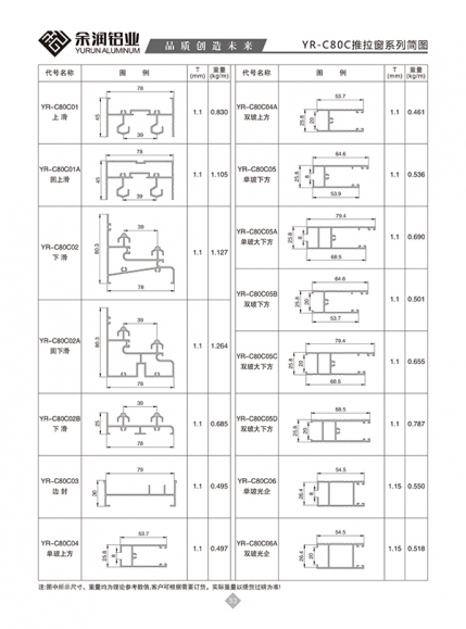 YR-C80C推拉窗系列简图
