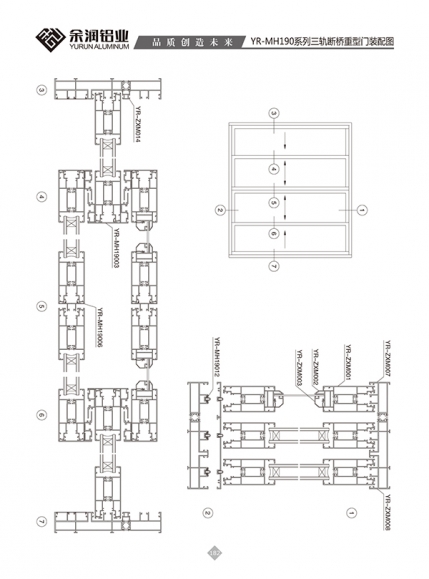 YR-MH190系列三轨断桥重型门装配图